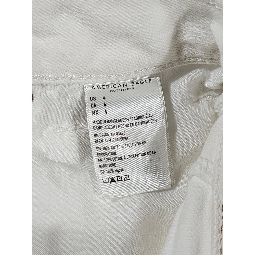 American Eagle White Distressed Mom Shorts‎ High Waisted Shredded Denim Size 4 - Picture 6 of 6